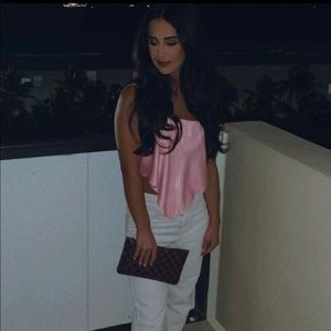 Zara pink backless satin top xs
